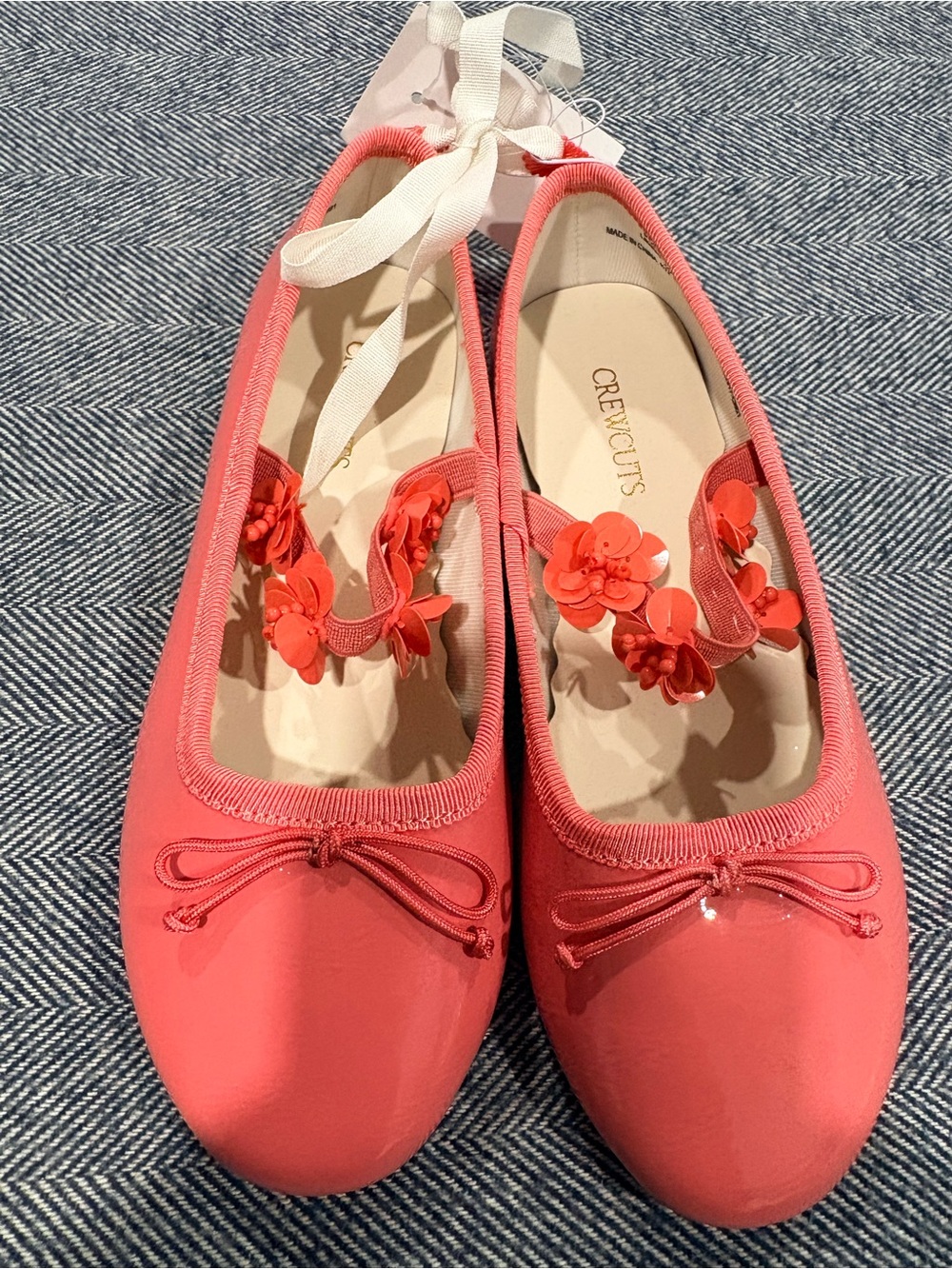 Crewcuts Girls' flower-strap ballet flats | color: Coral Reef | size K12